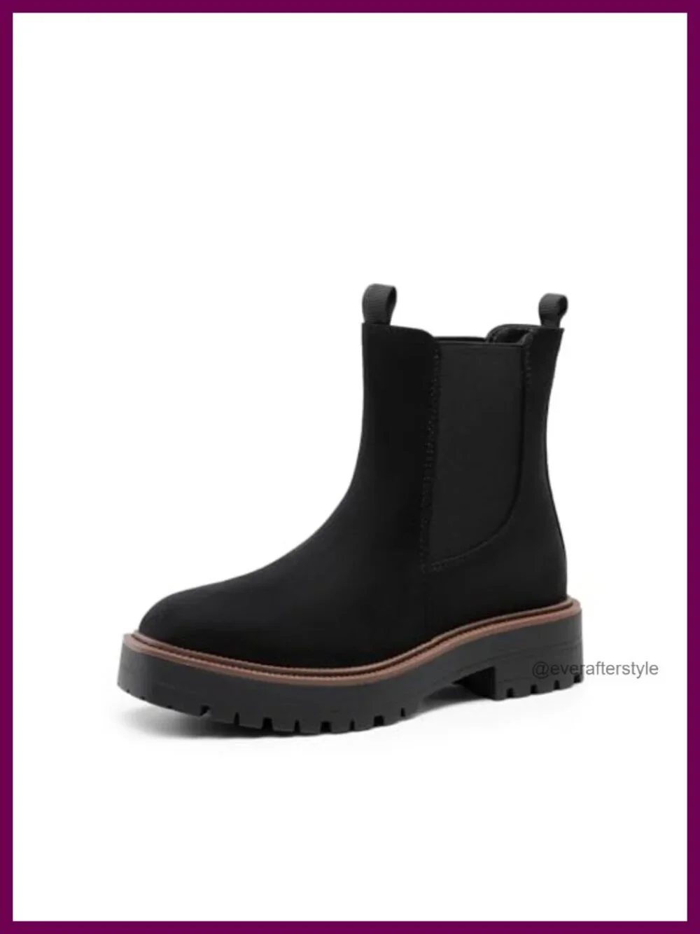Faux Leather or Suede Chelsea Ankle Boots Square Toe Low Heel Lug Sole Platform